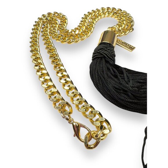 Marc Jacobs Decadence Gold-Tone Chain Necklace Black Tassel Pendant - Picture 4 of 4